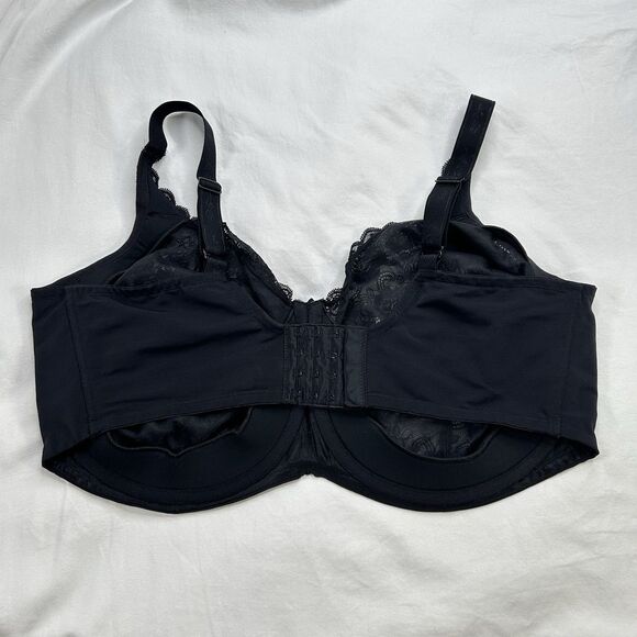 Elila Isabella Stretch Lace Bra Women's Size 46J Black Full Coverage Underwire - Picture 9 of 15